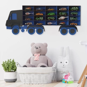 Kamyon - Blue, Black Blue Black Decorative MDF Wall Shelf