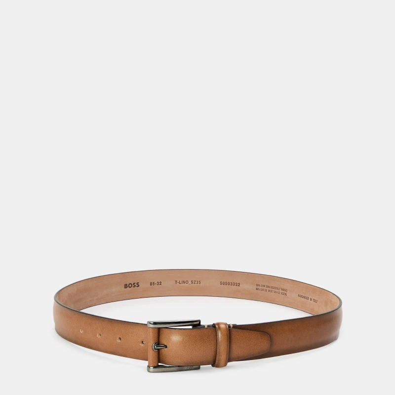 Image of Boss Mens T Lino Leather Belt Beige male 32R (85cm)
