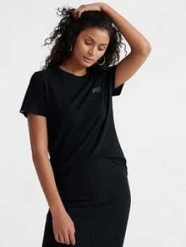 Image of Superdry Orange Label Elite Crew Neck T-Shirt - Black, Size 8, Women