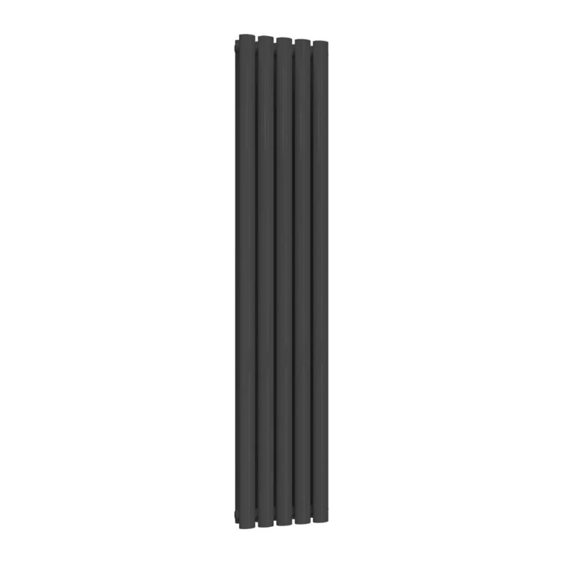 Image of Bathroom Kingdom Neva Anthracite Double Oval Vertical Radiator 1500x295 in Grey Grey Unisex
