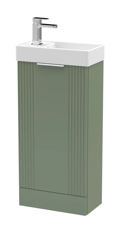 Image of Balterley Retro Floor Standing Bathroom Vanity Basin Unit - 400mm - Satin Green Green Unisex