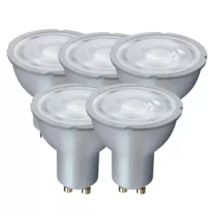 image of 7 Watts GU10 LED Bulb Silver Spotlight Daylight Dimmable, Pack of 5