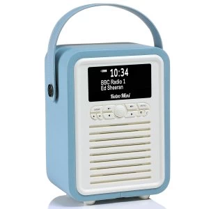 image of View Quest VQ Retro Mini DAB+ Digital & FM Radio with Bluetooth and Dual Alarm Clock - Blue