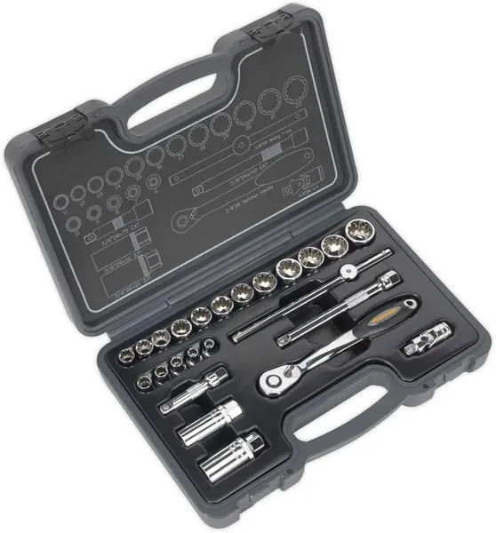 image of Genuine SEALEY AK699 Socket Set 24pc 3/8Sq Drive Total Drive&#174;