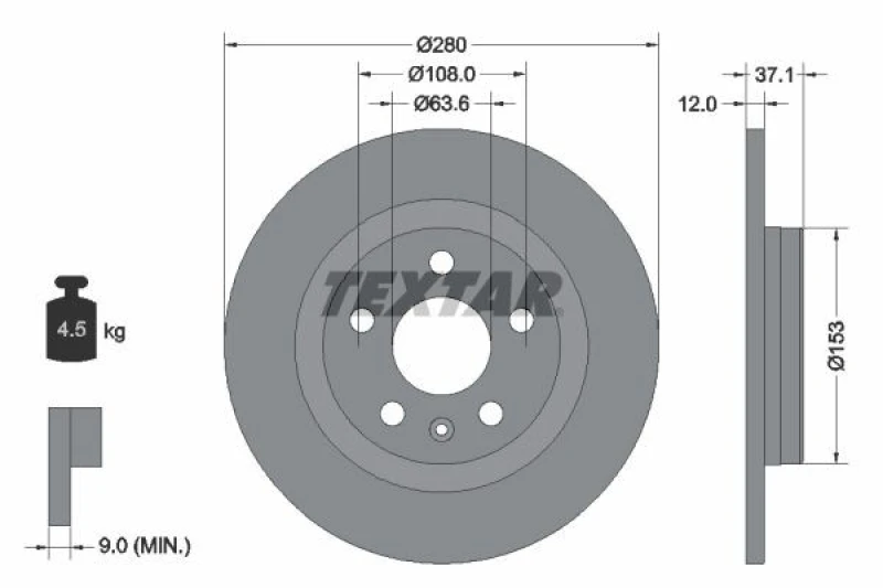 Image of Brake disc TEXTAR 92323803