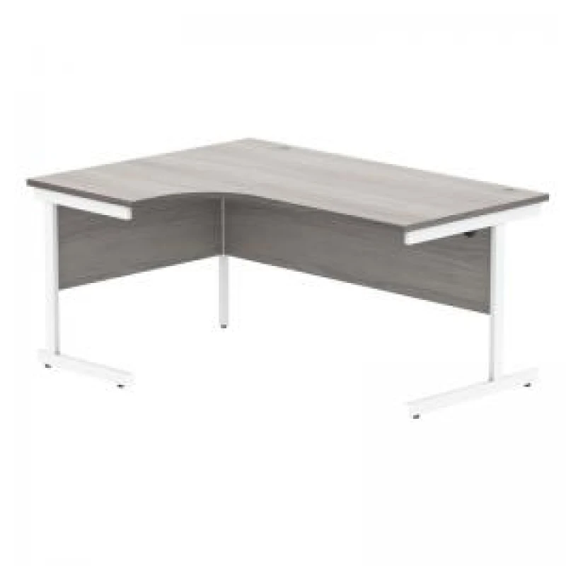 Image of Astin Radial Left Hand SU Cantilever Desk 1600x1200x730mm Alaskan Grey Oak/Arctic White KF824220