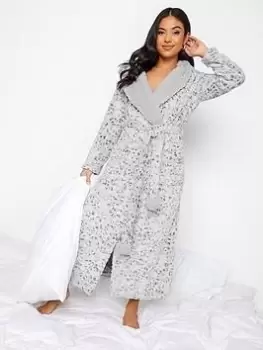 Image of PixieGirl Petite Contrast Animal Maxi Robe, Grey, Size 12-14, Women