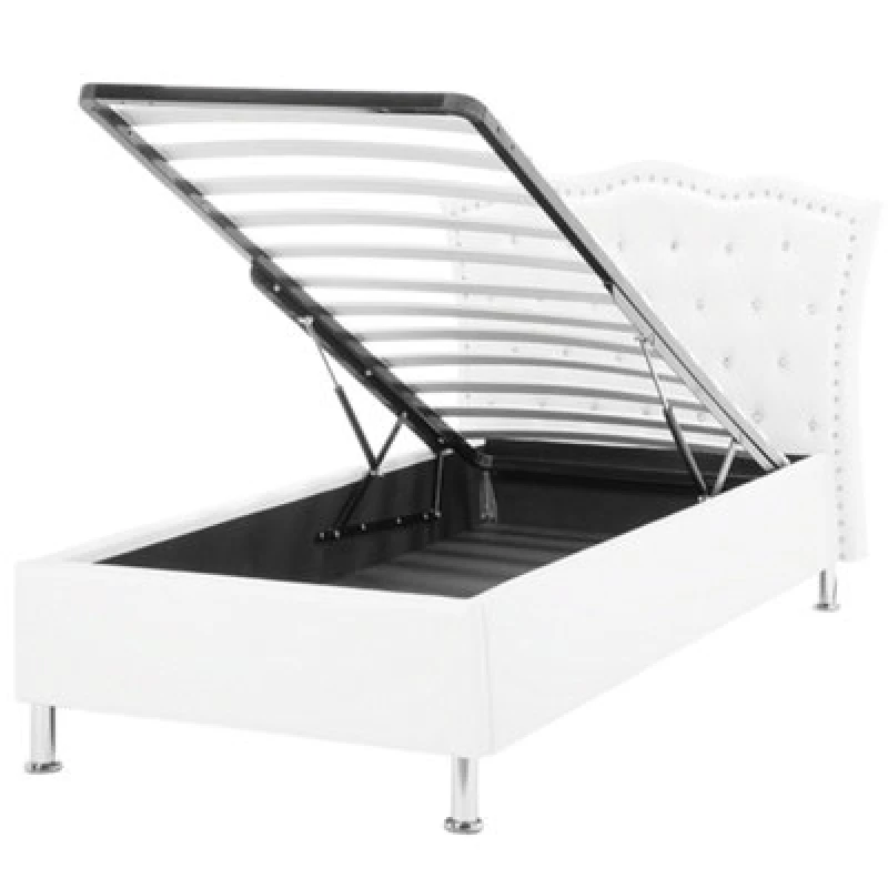 Image of Beliani Ottoman Bed Faux Leather Metz 90 X 200 Cm (Eu Single) White
