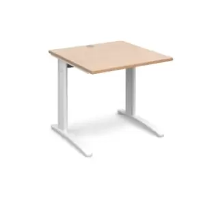 image of Office Desk Rectangular Desk 800mm Beech Tops With White Frames 800mm Depth TR10