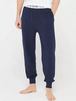 Image of Polo Ralph Lauren Waistband Logo Cuffed Pyjama Pants - Navy, Size L, Men