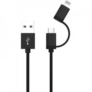 Image of Ansmann iPad/iPhone Data cable/Charger lead [1x USB 2.0 connector A - 1x Micro USB plug, Apple Dock lightning plug] 1.20 m Black