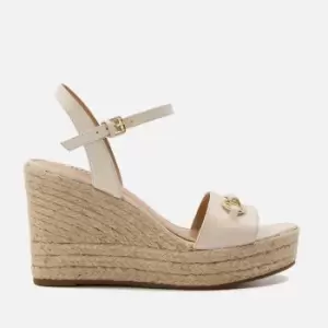 Image of Dune Kai Gold-Tone Leather Wedged sandals - UK 4