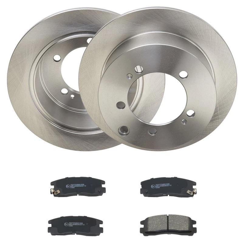 Image of RIDEX 3405B2391 Brake disc and pads set Rear Axle, Brake Disc Type: Solid, with acoustic wear warning Brake Set,disc brakes (3405)