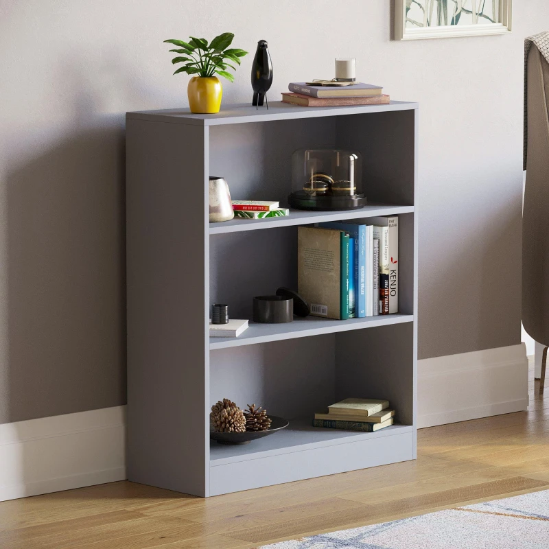 Image of Lassic Vida Designs Cambridge 3 Tier Low Bookcase Grey unisex 3 Tier