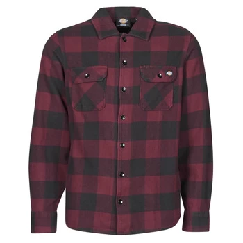 Image of Dickies NEW SACRAMENTO SHIRT MAROON mens Long sleeved Shirt in Red - Sizes XXL,S,M,L,XL,XS