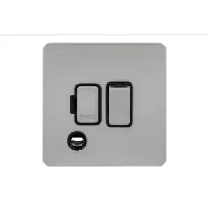 Image of Schneider Electric Ultimate Screwless Flat Plate - Switched Fused Connection Unit, with Flex Outlet, Double Pole, 13A, GU5413BSS, Stainless Steel with