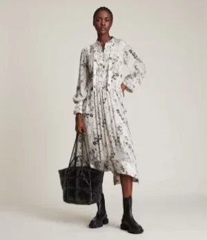 Image of AllSaints Womens Alisa Freya Dress, Ecru White, Size: 12