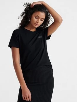 Image of Superdry Orange Label Elite Crew Neck T-Shirt - Black, Size 10, Women