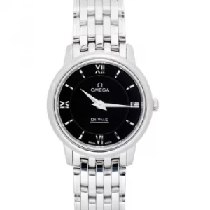 image of De Ville Prestige Quartz 27.4mm Black Dial Steel Ladies Watch