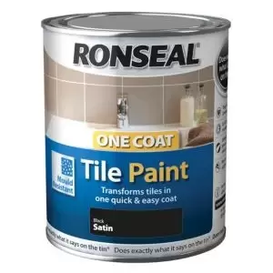 image of Ronseal Tile Paints Black Satin Tile Paint 0.75L