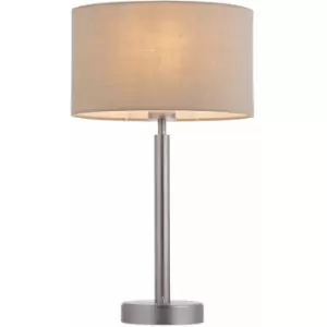 image of Loops - Table Lamp Matt Nickel Plate & Taupe Fabric 60W E27 Base & Shade e10610