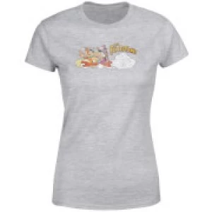 Image of The Flintstones Family Car Distressed Womens T-Shirt - Grey - 3XL