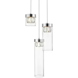 image of Zumaline Gem Crystal Cluster Pendant Ceiling Light, Chrome, Clear, 3x G9