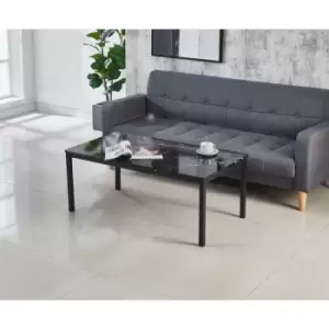 image of Modernique Marble Effect Coffee Table in Black MDF Laminated with Polished Solid Black Metal Frame, Gloss Finish Table Top - Black