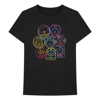 Image of BT21 - Neons Unisex Large T-Shirt - Black