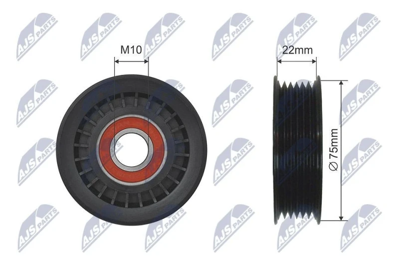 Image of NTY Deflection / guide pulley, V-ribbed belt NTY RNK-HD-013