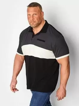 Image of BadRhino Baseball Cut & Sew Stripe Polo, Navy, Size 1Xl, Men