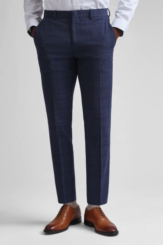 Image of Ted Baker Men Chelia Airforce Check Slim Trousers in Blue Size: 40R Blue 40R Male 5063057253329
