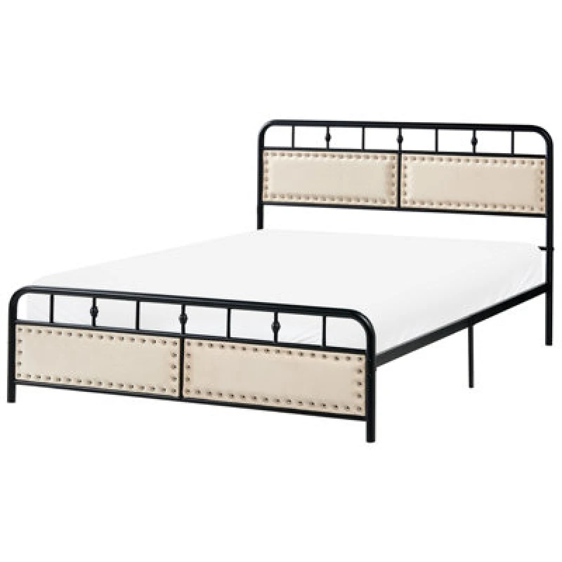 Image of Beliani Bed Metal Breuillet 140 X 200 Cm Black