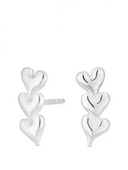 image of Simply Silver Sterling Silver Triple Heart Ear Climber Earrings