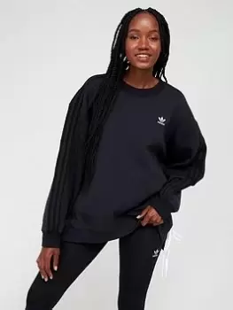 Image of adidas Originals Laced Crew Neck Sweat Top - Black, Size 14, Women
