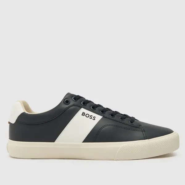 image of BOSS aiden tennis sneaker trainers in navy & white Navy & White UK 11 (EU 45)