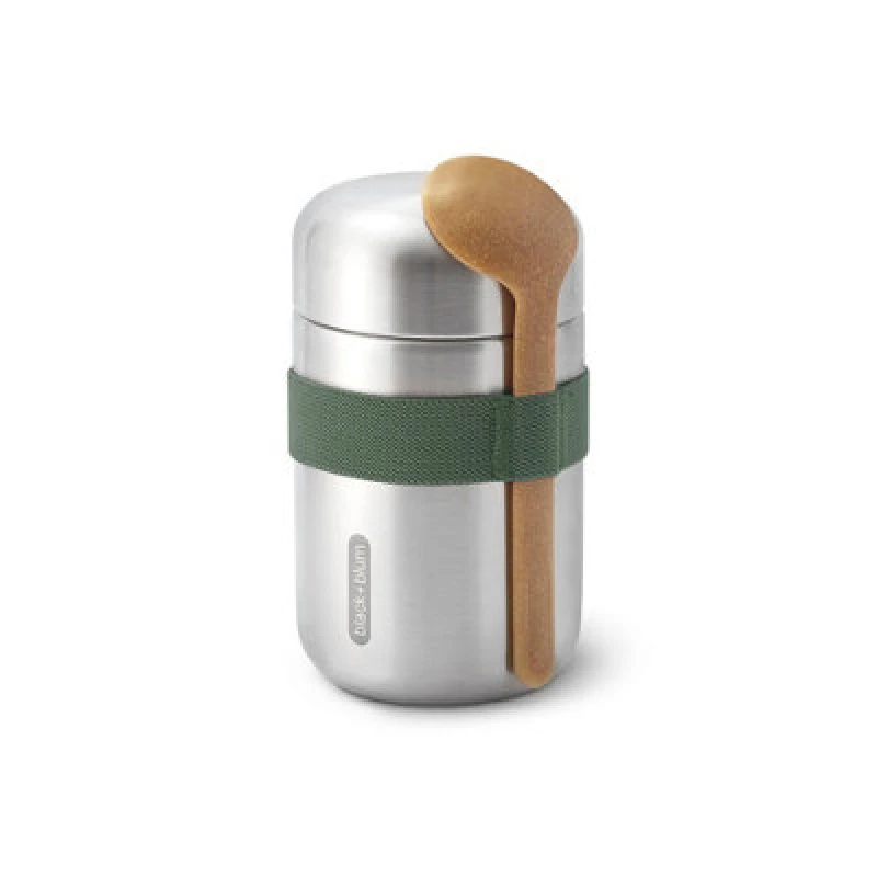 Image of Black + Blum Food Flask 400ml-Olive Silver unisex