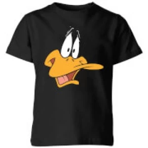 Image of Looney Tunes Daffy Duck Face Kids T-Shirt - Black - 11-12 Years