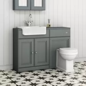 image of 1200mm Dark Grey Toilet and Sink Unit with Traditional Toilet - Westbury