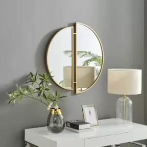 image of Crescent Gold 80cm Round Wall Mirror