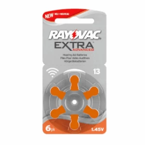 image of Rayovac 13 Extra Advanced Hearing Aid Batteries (6 Pack)