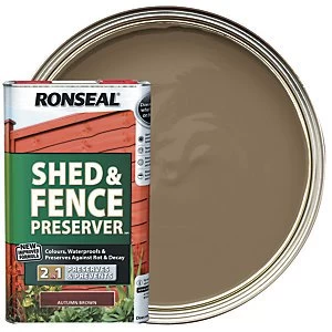 image of Ronseal Shed & Fence Preserver - Autumn Brown 5L