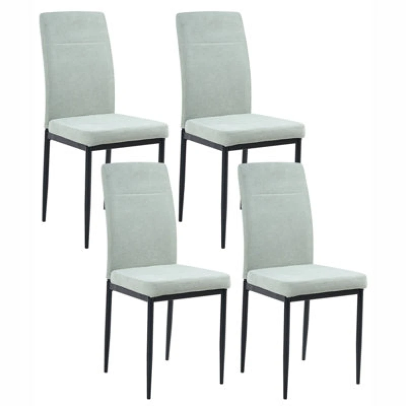 Image of Beliani Set Of 4 Dining Chairs Riner Fabric Light Green