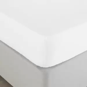 Image of Paoletti Bamboo 100% Cotton 200 Thread Count Fitted Sheet, White, Super King