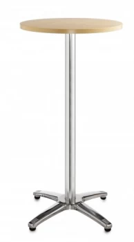 Image of Roma Circular Poseur Table With 4 Leg Chrome Base 600mm - Beech
