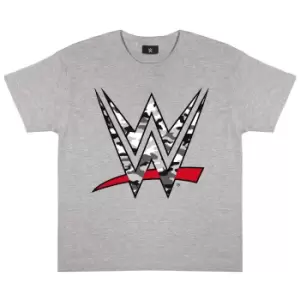 Image of WWE Girls Camo Logo Heather T-Shirt (9-10 Years) (Heather Grey)