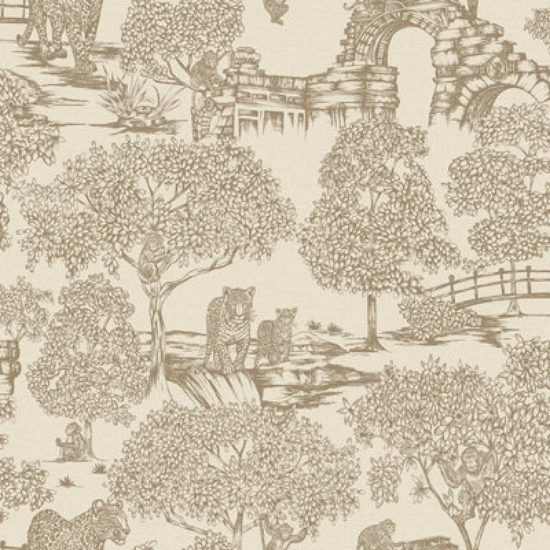 Image of HOLDEN DECOR Holden Decor - Zoo Lake Neutral Wallpaper Animal Print Trees Stylish Feature Wall WL-13770