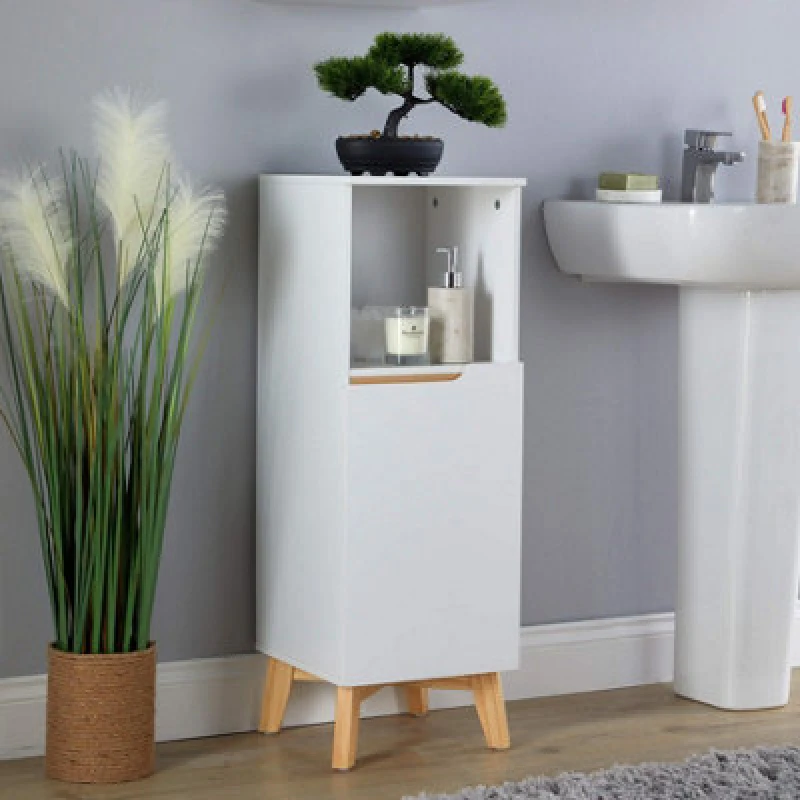 Image of Home Source Florence 1 Door Bathroom Storage Floor Cabinet White