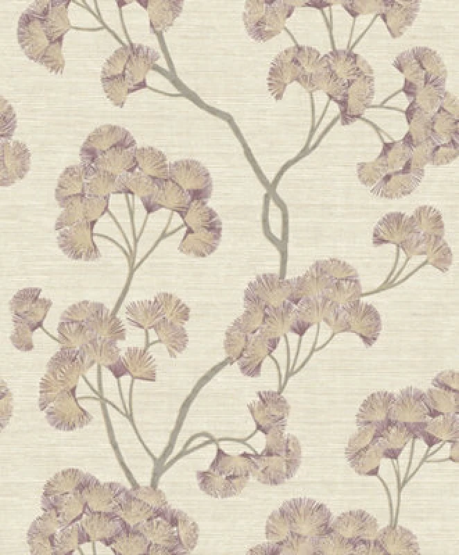 Image of Rasch Sumatra Ginkgo Leaf Mauve Wallpaper