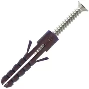 Image of Fischer - 7mm Brown Wall Plug With Screw sc 4.5-6 - Tub of 400 - Brown